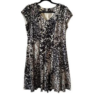 TS Taking Shape Linen Dress Size US 12 | UK 16 Animal Print Mini Fit & Flare